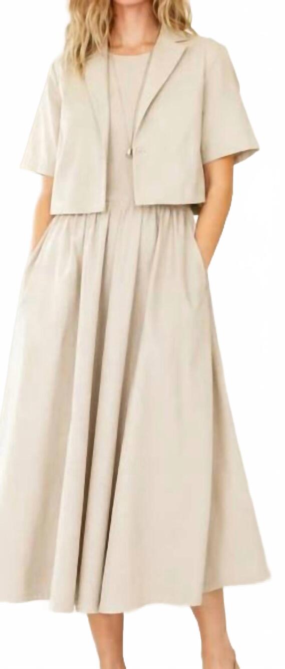 NEW ELLIOTT LAUREN double up midi dress in limestone